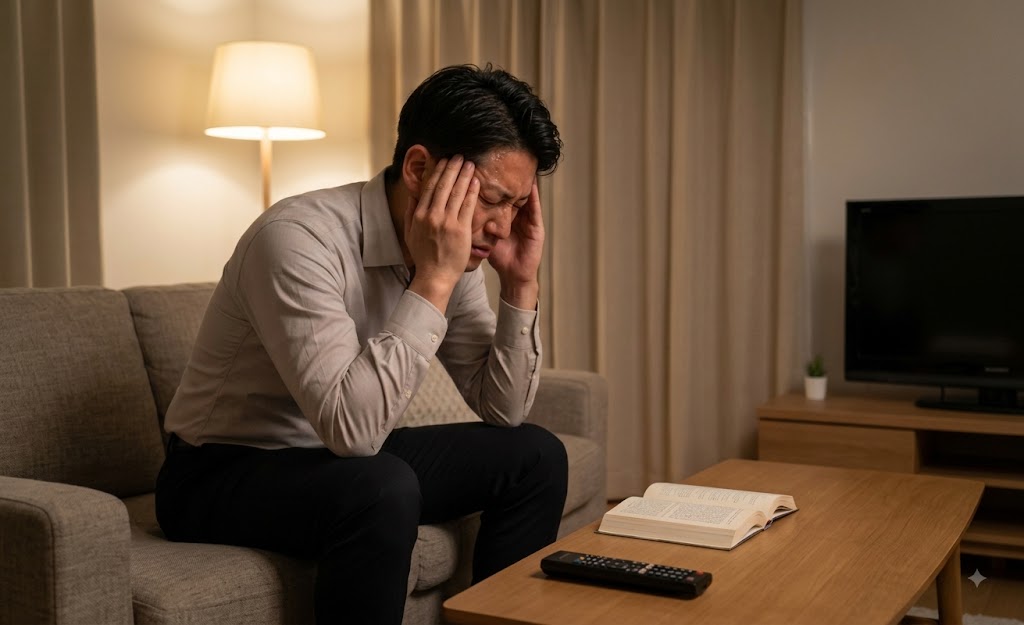 頭痛に悩む男性